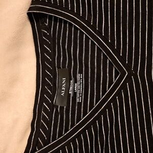 Alfani Striped Black and White V-Neck T-Shirt Size L